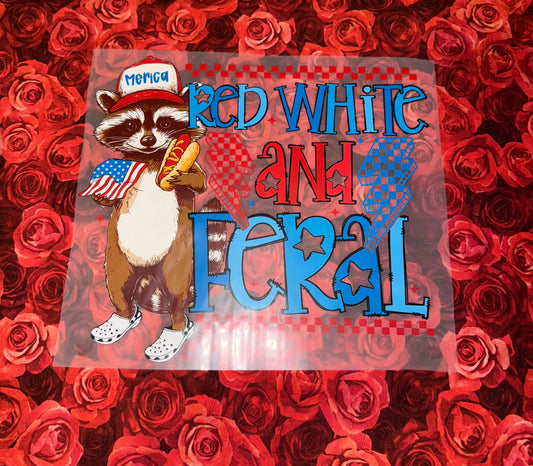 A-63 "Red, white and feral" Adult Direct to film heat press transfer